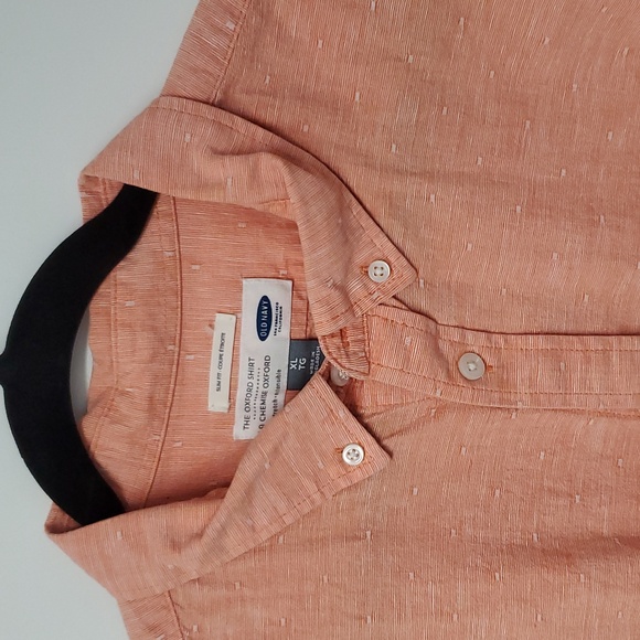 Old Navy Mens XL orange w white Mens long sleeve Casual Button Down - Picture 3 of 11